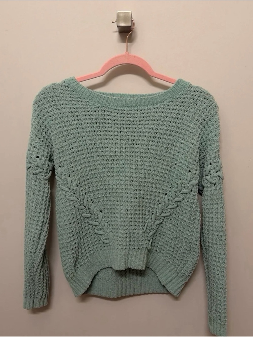 Turquoise Textured Knit Sweater
